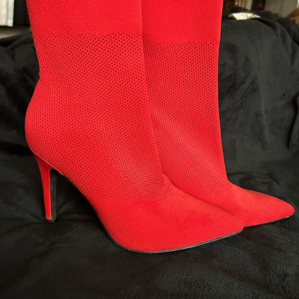Red Stiletto Heeled Boots